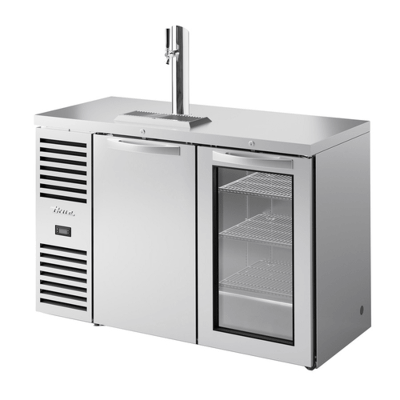 True TDR52-RISZ1-L-S-SG-1 52-Inch Stainless Steel Draft Beer Dispenser with Glass & Solid Door