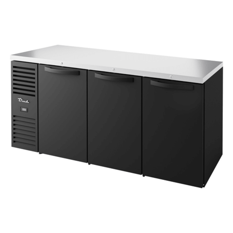True TBR72-RISZ1-L-B-SSS-1 72-Inch Black Solid Door Refrigerated Back Bar Cooler