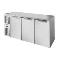True TBR84-RISZ1-L-S-SSS-1 84-Inch 3-Door Stainless Steel Refrigerated Back Bar Cooler