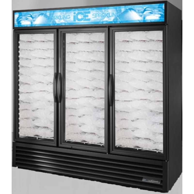 True GDIM-72NT-HC~TSL01 commercial ice merchandiser 170 bag capacity for retail ice storage.