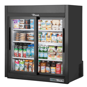 True GDM-09-SQ-HC-LD 36-Inch Countertop Refrigerated Display Merchandiser with Sliding Doors