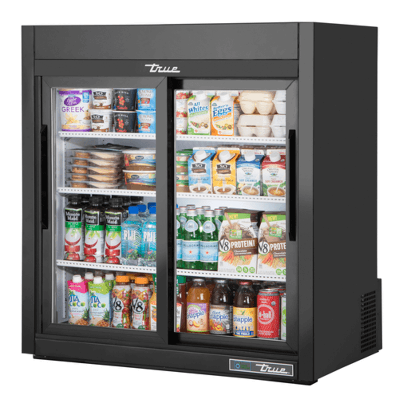 True GDM-09-SQ-HC-LD 36-Inch Countertop Refrigerated Display Merchandiser with Sliding Doors