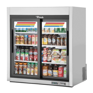 True GDM-09-SQ-S-HC-LD 36" Stainless Steel Countertop Refrigerated Merchandiser