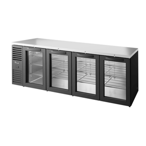 True TBR108-RISZ1-L-B-GGGG-1 108" Refrigerated Glass Door Back Bar Cabinet