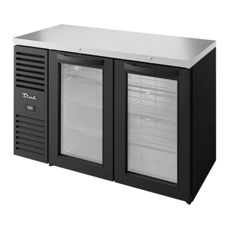 True Refrigeration TBR52-RISZ1-L-B-GG-1 52-Inch Two-Door Glass Back Bar Cooler with Stainless Top