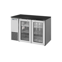 True Refrigeration TBB24-48-2G-Z1-BST-S-1 48" Glass Swing Door Back Bar Refrigerator with Black Sub Top