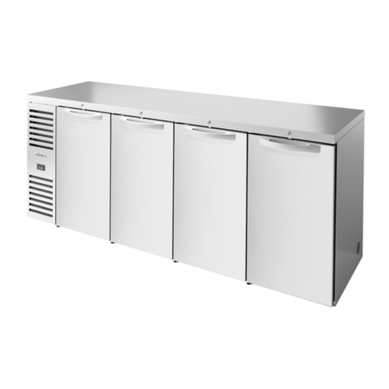 True Refrigeration TBR92-RISZ1-L-S-SSSS-1 92" Stainless Steel 4-Door Back Bar Refrigerator