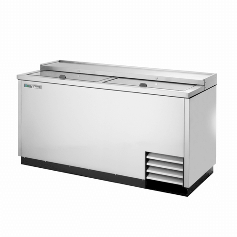 True Refrigeration TD-65-24-S-HC stainless steel bottle cooler for bars, designed for high-capacity beverage storage.