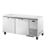 True 67-inch undercounter freezer with stainless steel finish and dual doors for efficient frozen storage.