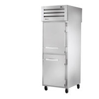 True STR1RPT-2HS-1G-HC 27.5-Inch pass-thru commercial refrigerator with stainless steel finish.