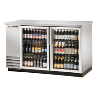True TBB-2G-S-HC-LD 58-7/8" Glass-Door Stainless Steel Back Bar Refrigerator