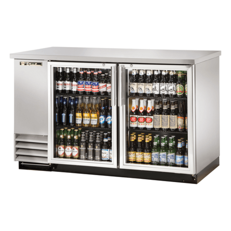 True TBB-2G-S-HC-LD 58-7/8" Glass-Door Stainless Steel Back Bar Refrigerator