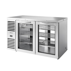 True TBR60-PTSZ1-L-S-GG-GG-1 60" Stainless Steel Pass-Thru Refrigerated Back Bar Cooler