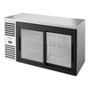 True TBR60-RISZ1-L-S-11-1 refrigerated back bar cabinet with sliding glass doors.