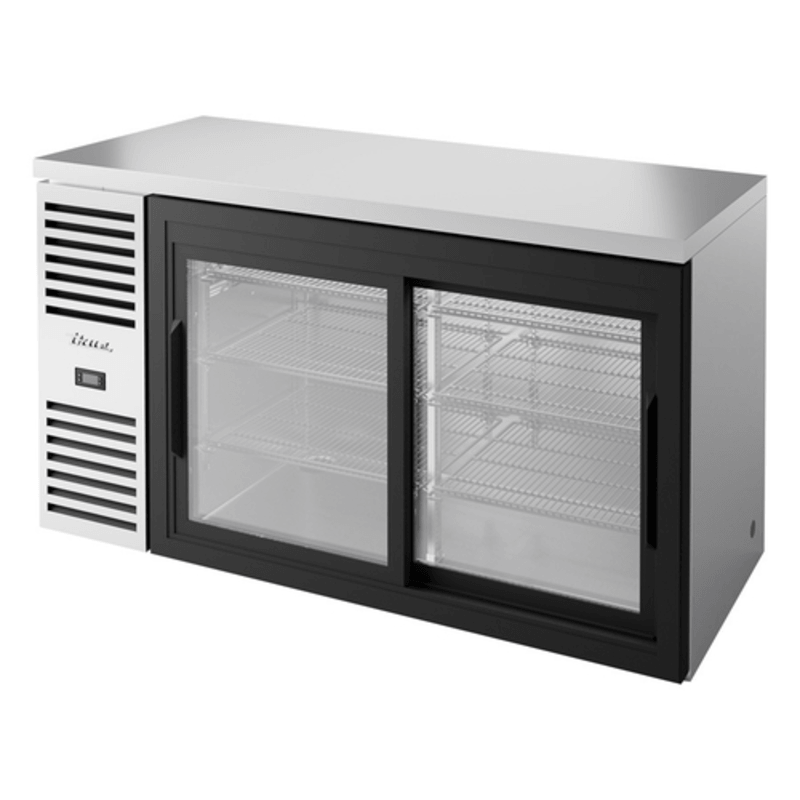 True TBR60-RISZ1-L-S-11-1 60-Inch 2-Door Refrigerated Back Bar Cabinet with Sliding Glass Doors