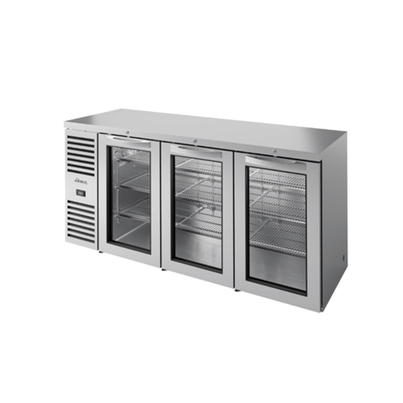 True TBR84-RISZ1-L-S-GGG-1 84" Glass Door Back Bar Refrigerator with Stainless Steel Finish