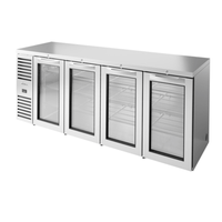 True TBR92-RISZ1-L-S-GGGG-1 92-Inch Stainless Steel Refrigerated Back Bar Cabinet with 4 Glass Doors