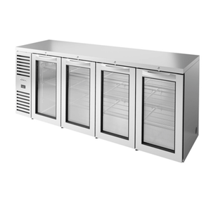 True TBR92-RISZ1-L-S-GGGG-1 92-Inch Stainless Steel Refrigerated Back Bar Cabinet with 4 Glass Doors