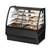 True TDM-DZ-48-GE/GE-B-W 48-1/4" dual zone bakery deli merchandiser displaying various baked goods.