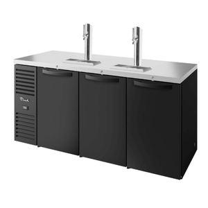 True TDR84-RISZ1-L-B-SSS-1 84-Inch Black 3-Door Commercial Draft Beer Cooler with Stainless Steel Countertop