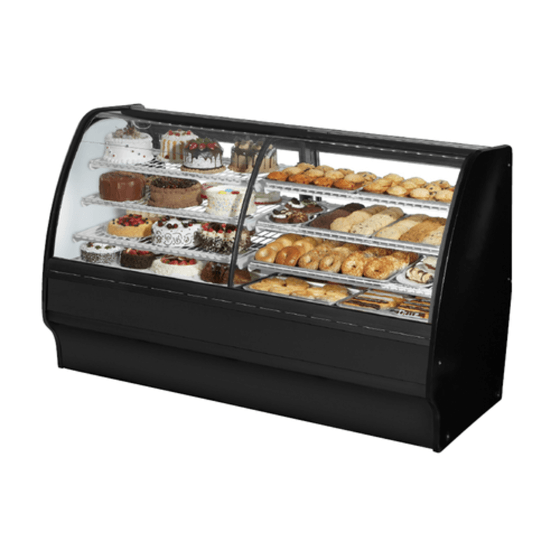 True TGM-DZ-77-SC/SC-W-W 77-1/4" Dual Zone Curved Glass Bakery Case - White