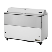 True TMC-58-HC Mobile Milk Cooler for schools with stainless steel drop-front design.