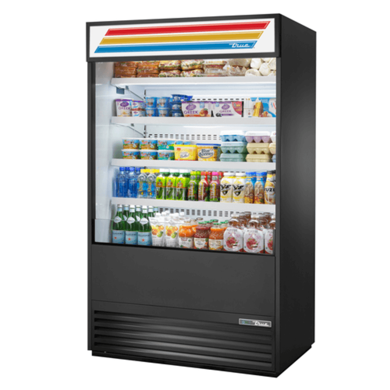 True TOAM-48-HC~TSL01 48-Inch Black Open Air Refrigerated Merchandiser