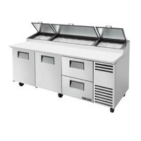 True TPP-AT2-93D-2-HC 93.38" Commercial Pizza Prep Station with Doors and Drawers
