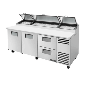 True TPP-AT2-93D-2-HC 93.38" Commercial Pizza Prep Station with Doors and Drawers
