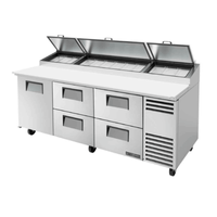 True TPP-AT2-93D-4-HC 93-Inch Angled Top Refrigerated Pizza Prep Counter