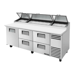 True TPP-AT2-93D-4-HC 93-Inch Angled Top Refrigerated Pizza Prep Counter