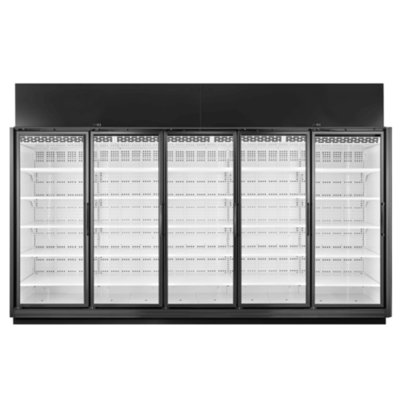 True TRM5M 157-5/8" 5-Door Glass Retail Merchandiser - Black/White