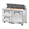 True TSSU-48-12D-2-HC 48 inch refrigerated prep table with drawers for commercial kitchen use.