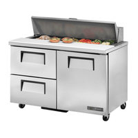 True TSSU-48-12D-2-HC 48 inch refrigerated prep table with drawers for commercial kitchen use.