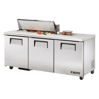 True TSSU-72-10-HC 72" 3-Door Solid Sandwich / Salad Prep Refrigerator