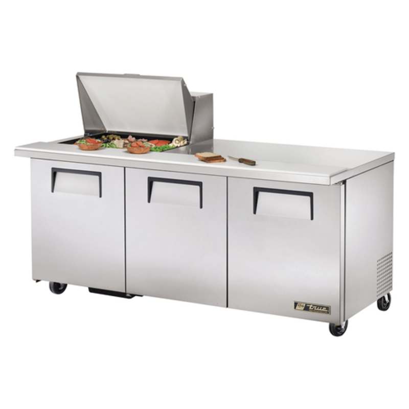 True TSSU-72-12M-B-HC 72" 3-Door Mega Top Sandwich and Salad Prep Unit