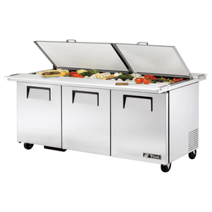 True TSSU-72-30M-B-DS-ST-HC 72" Dual-Sided Mega Top Sandwich/Salad Prep Table