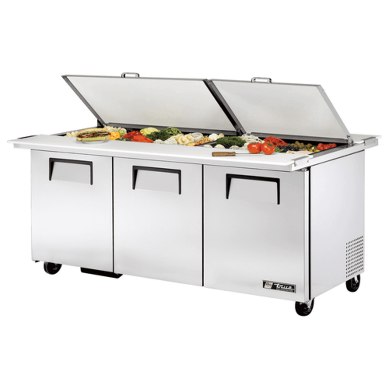 True TSSU-72-30M-B-DS-ST-HC 72" Dual-Sided Mega Top Sandwich/Salad Prep Table