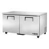 True TUC-60-HC 60-3/8 inch Two-Door Undercounter Refrigerator for commercial kitchen storage.