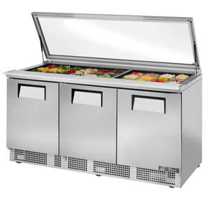 True TFP-72-30M-FGLID 72" Mega Top Prep Table with Flat Glass Lid