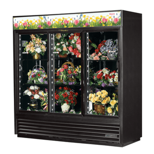 True GDM-69FC-HC-LD 78" 3-Door Sliding Glass Floral Merchandiser
