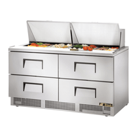True TFP-64-24M-D-4-HC 64" Refrigerated 4-Drawer Mega Top Salad Prep Counter