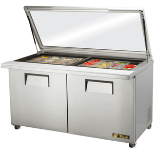 True TSSU-60-24M-B-ST-FGLID-HC 60-Inch Mega Top Sandwich and Salad Prep Table with Flat Glass Lid