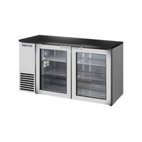 True TBB24-60-2G-Z1-BST-S-1 60-Inch Glass Door Back Bar Refrigerator - Stainless Steel