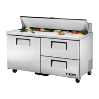 True TSSU-60-16D-2-HC 60-Inch 1-Door 2-Drawer Sandwich Prep Table