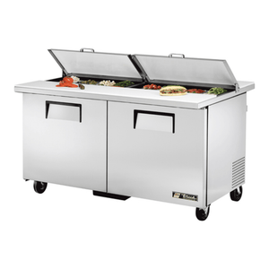 True TSSU-60-16-DS-ST-HC 60-3/8" Double-Sided Refrigerated Prep Table for Sandwiches and Salads