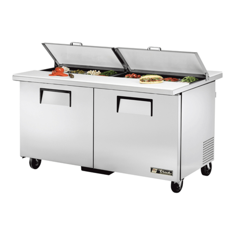 True TSSU-60-16-DS-ST-HC 60-3/8" Double-Sided Refrigerated Prep Table for Sandwiches and Salads