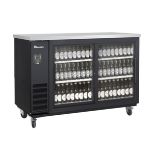 Blue Air BLNBB-60BG-SL-HC 61-1/8" Narrow Depth Glass Sliding Door Back Bar Cooler
