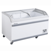 Bluenix BCF56-HC 56-5/8" Curved Glass Ice Cream Novelty Chest Freezer, 17.66 Cu. Ft.