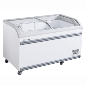 Bluenix BCF56-HC 56-5/8" Curved Glass Ice Cream Novelty Chest Freezer, 17.66 Cu. Ft.